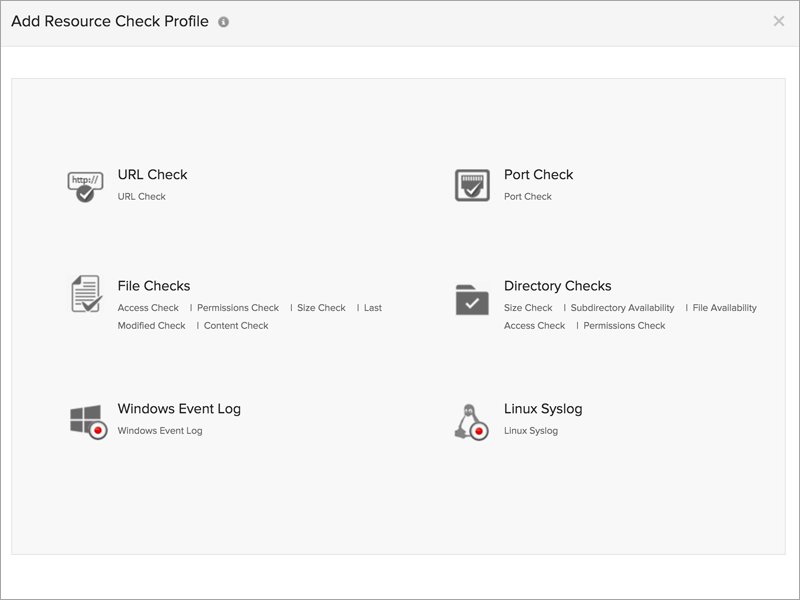 Track file, directory, event log changes Resource Check Profile